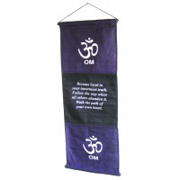 Purple Om Affirmation Wall Hanging / Banner - 100% Cotton - Fair Trade