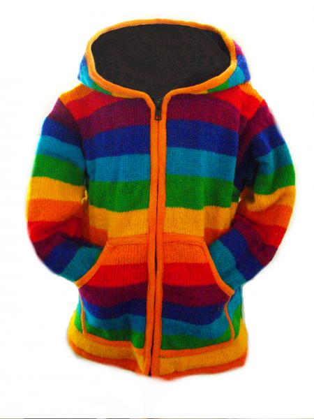 Fair Trade Rainbow Woollen Fleece lined Jacket