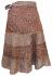 Fair Trade Short Sari Silk  Reversible Tiered Wrap Skirt - Brown Tiered Design